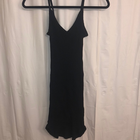Ribbed Short Black Dress - Picture 1 of 2